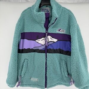 Aelfric Eden Teal and Purple Fleece Jacket Womens Size Small